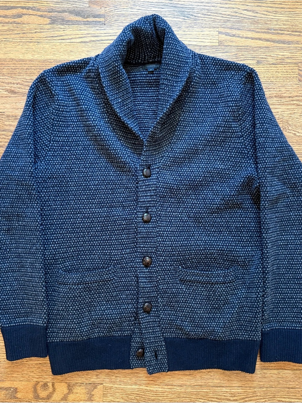 Men's J. Crew Shawl Collar Button-Up Sweater - Navy
